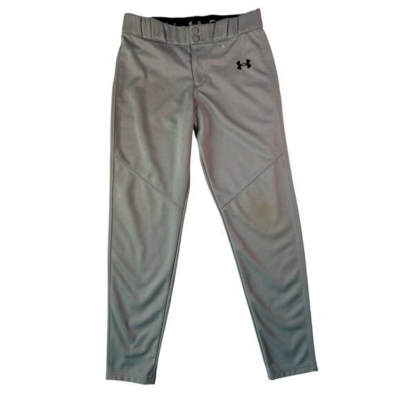 Under Armour Boys' Baseball Pants Youth Large Utility Grey Loose Durable Stretch - Picture 1 of 14